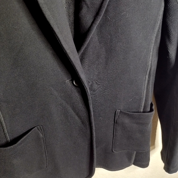 Standard James Perse Black French Terry Stretch Cotton One Button Knit Blazer Xl - Picture 5 of 9